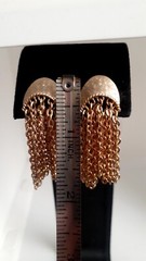 Vintage Tassel Gold tone Chain Dangle/drop Clip on Earrings