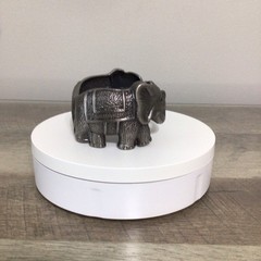 Silver-Toned Elephant Hinged Cuff Bracelet Chunky