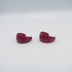 Pink Open Hoop Earrings Paint Splatter Funky Retro