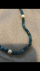 Woman’s Vintage Necklace Pearl And Blue Spinel Sterling Clasp Signed YGI 925