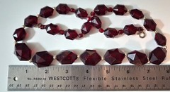 Vintage Ruby Red Plastic Faceted Graduated Bead Necklace 24 inch