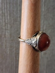 Vintage Sterling Silver Carnelian Adjustable Ring