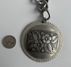 VTG Large Floral Medallion Pendant Chunky Chain Necklace Statement England 110g