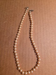 Vintage Japan Single Strand Faux Pearl Round Bead Choker Necklace 15.5 inch