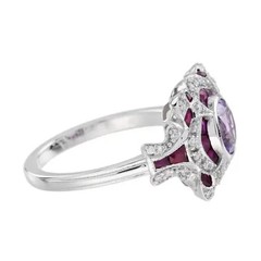 2.4Ct Art Deco Style Lab Created Diamond Amethyst Wedding Ring 14K White Gold FN