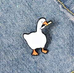 Funny Cartoon Duck With Knife Metal Brooch Pin Backpack Purses Clothing Lapel