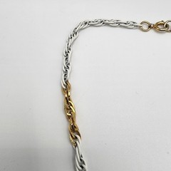 Vintage Gold & White Tone Enamel Choker Necklace 15.5″ Twisted Triple Link Chain