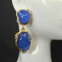 Vintage Royal Blue Earrings – Elegant Court Style Accessories