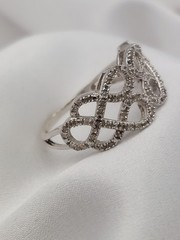 Vintage Sterling Natural Diamond 1.00ct Open Lattice Weave Band Ring Sz9 3.0 Gr