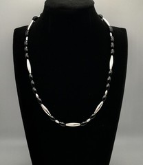 Silver Schark Handmade Sterling Silver & Black Onyx Necklace 18-21″ 20g #65