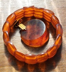 NATURAL OLD pressed ANTIQUE BALTIC AMBER BRACELET. Pendant