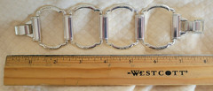 VTG Brighton Etched Flowers Wide Panels Bracelet Silver Plate, Customizable
