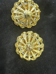 Vintage 80s Chunky Gold Tone Twist Bracelet And Statement Pierced Earrings Set