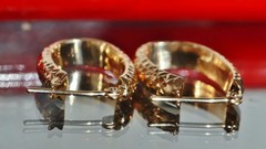 14k yellow gold earrings 0.68″ diamond cut hoop vintage handmade 1.15gr N2906