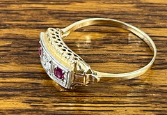 1920’s Art Deco 14k Natural Ruby Diamond Antique Ring Gold Size 10.5