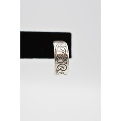 Vintage Demi Hoops Earrings Dangle Drop Etched Design Silver Tone 1990s BinH