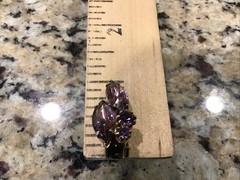 Vintage Purple Marquise and Round Rhinestone Brooch Pin and Earings Set