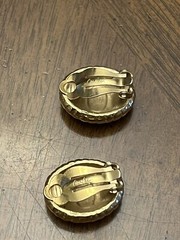 Vintage Carolee Earrings Studs Gold Tone Textured Oval Clip-Ons Signed!