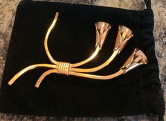Vintage RENOIR Solid Copper Easter Calla Lily Pin Flowers Design Brooch Mid Cent