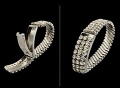 Vintage Rhinestone Hidden Photo ID Bracelet