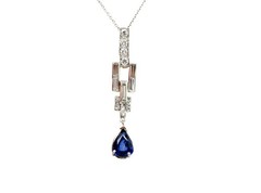 Art Deco Sapphire Pendant Necklace 2.65ct Platinum Original 1920’s-1930’s