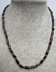 Vintage Dainty Almandine Garnet & Gold Tone Bead Necklace 14”