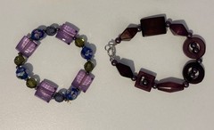 6 Piece Lot of Colorful Pink Purple Tone Bracelets Plastic Stone Glass Variety