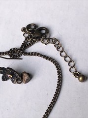 Tiger’s Eye Flower Stone Chip Brass Necklace Earring Set Signed NR Nancy & Rise