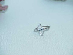 Sterling Ring 3.00ct Marquise & Baguette Solitaire Sz5.5 2.7Gr Vintg engagement