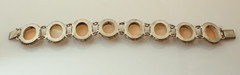 Antique GM Signed 800 Silver Carved Cameo Lady Link Bracelet & Earrings