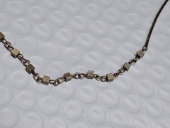 Brass Tone Metal Cubes Chain Choker 17 Inch Necklace Vintage