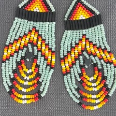 Tribal Earrings Seed Bead Handmade Multicolor Native American Boho Dangle 3” USA