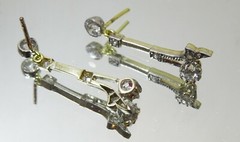 Art Deco 18 karat Gold and Old cut Diamond Earrings