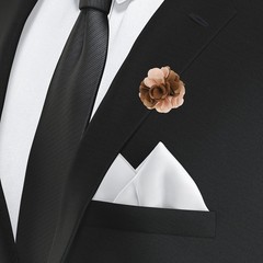 1 Pcs Flower Boutonnieres Pin Lapel Pin for Men Camellia Brown/Light Yellow