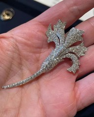 2.50Ct Round Cut Lab Created Women’s Lily Flower Brooch 14K White Gold Plated