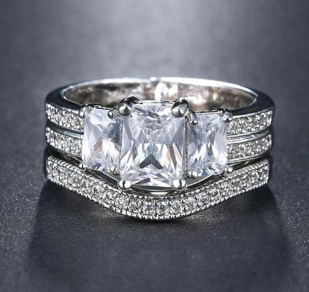 3Ct Art Deco Vintage Style Lab Created Diamond Engagement 14k Gold White FN Ring