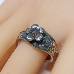 Sz 9.5 VTG Sterling Silver Floral Scroll Band Ring Signed TON & DESIGNER 9.9g