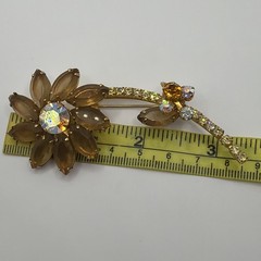 Juliana DeLizza Elster Topaz Rhinestone Flower Brooch