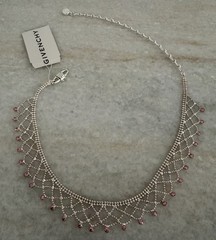 Vintage Givenchy Gold Tone Mesh Lace W/ Swarovski Crystal Choker Necklace 17.75”