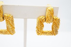 Vintage Clip On Earrings Gold Tone Doorknocker Textured