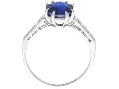 2.70Ct Burmese Sapphire and 0.24Ct Diamond Platinum Solitaire Ring Circa 1925