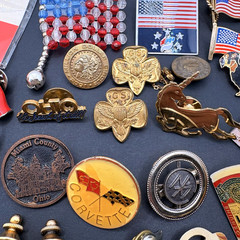 Vintage Lot of Lapel Pins Brooches Flags Enamel Rhinestones Assorted Unsigned