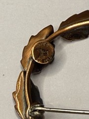 Vintage Bell Trading Post Solid Copper Leaf Wreath Brooch Pin 1950s Mid Century