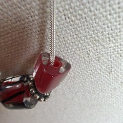 VINTAGE 925 STERLING SILVER SLIDING GLASS BEADS ITALY NECKLACE 18”
