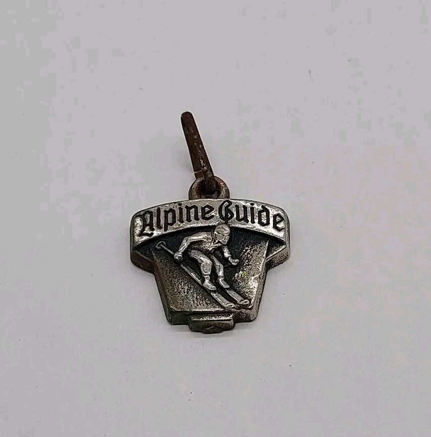 Vintage Alpine Guide Ski Charm Pendant Rare Skiing Collectible ( Royce NY )