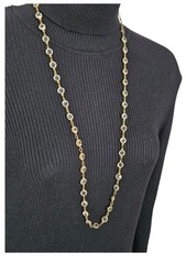 Austrain Cyrstal USA Vintage Set In Bezels Necklace 34 Inch Chain Excellent