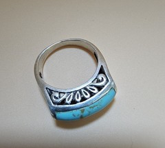 Vintage Sterling Silver Turquoise Ring Size 8 Artisan Thailand Statement Ring