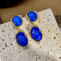 Vintage Royal Blue Earrings – Elegant Court Style Accessories