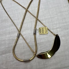VTG NAPIER NWT 2 PC Modernist Wave Necklace Set 14” 14.5” Two Tone