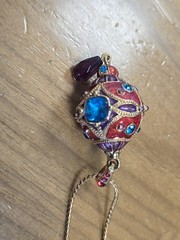 Miriam Haskell Enamel Egg Necklace 29 in with stones Nice statement piece